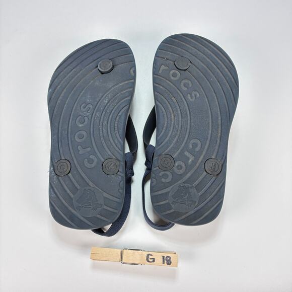 Crocs Chawaii Navy Blue Sling Back Strap Flip Flops Comfort Sandals Youth Sz 13 - Picture 7 of 7